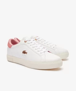 Lacoste Sneakers>Damen-Sneakers Powercourt Aus Leder White/Light Pink 1Y9