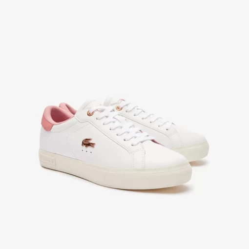 Lacoste Sneakers>Damen-Sneakers Powercourt Aus Leder White/Light Pink 1Y9