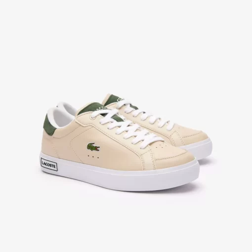 Lacoste Sneakers>Damen-Sneakers Powercourt Aus Leder Off Wht/Grn Wg1