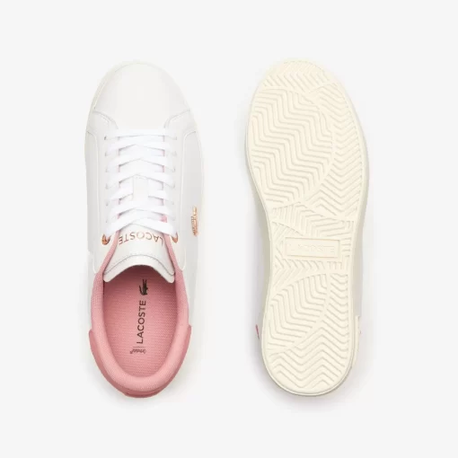 Lacoste Sneakers>Damen-Sneakers Powercourt Aus Leder White/Light Pink 1Y9