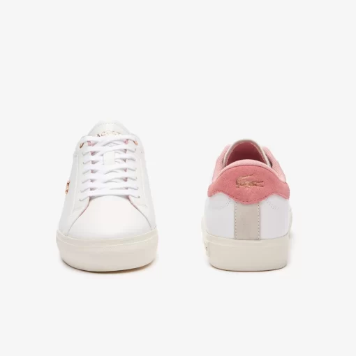 Lacoste Sneakers>Damen-Sneakers Powercourt Aus Leder White/Light Pink 1Y9