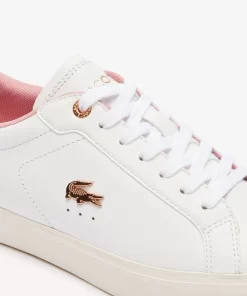 Lacoste Sneakers>Damen-Sneakers Powercourt Aus Leder White/Light Pink 1Y9