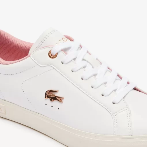 Lacoste Sneakers>Damen-Sneakers Powercourt Aus Leder White/Light Pink 1Y9