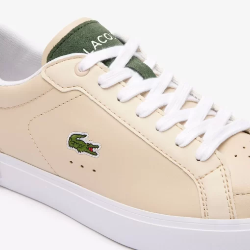 Lacoste Sneakers>Damen-Sneakers Powercourt Aus Leder Off Wht/Grn Wg1