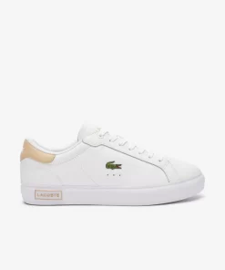 Lacoste Sneakers>Damen-Sneakers Powercourt Aus Leder Mit Logo An Der Lasche Wht/Lt Brw 2J8