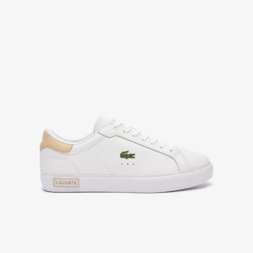 Lacoste Sneakers>Damen-Sneakers Powercourt Aus Leder Mit Logo An Der Lasche Wht/Lt Brw 2J8