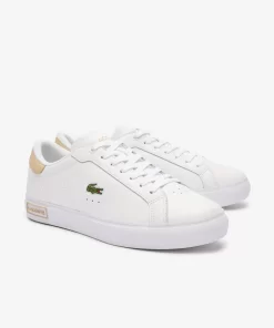 Lacoste Sneakers>Damen-Sneakers Powercourt Aus Leder Mit Logo An Der Lasche Wht/Lt Brw 2J8