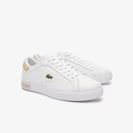 Lacoste Sneakers>Damen-Sneakers Powercourt Aus Leder Mit Logo An Der Lasche Wht/Lt Brw 2J8