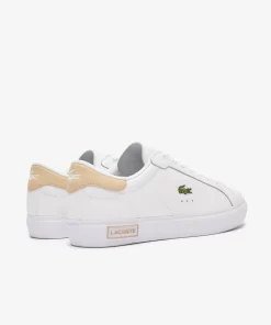 Lacoste Sneakers>Damen-Sneakers Powercourt Aus Leder Mit Logo An Der Lasche Wht/Lt Brw 2J8