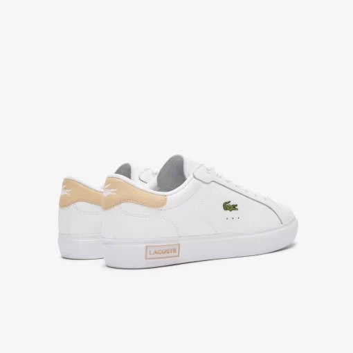 Lacoste Sneakers>Damen-Sneakers Powercourt Aus Leder Mit Logo An Der Lasche Wht/Lt Brw 2J8