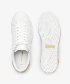 Lacoste Sneakers>Damen-Sneakers Powercourt Aus Leder Mit Logo An Der Lasche Wht/Lt Brw 2J8