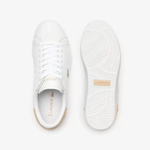 Lacoste Sneakers>Damen-Sneakers Powercourt Aus Leder Mit Logo An Der Lasche Wht/Lt Brw 2J8