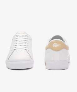 Lacoste Sneakers>Damen-Sneakers Powercourt Aus Leder Mit Logo An Der Lasche Wht/Lt Brw 2J8