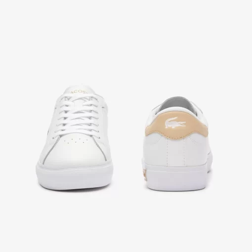 Lacoste Sneakers>Damen-Sneakers Powercourt Aus Leder Mit Logo An Der Lasche Wht/Lt Brw 2J8