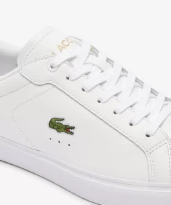 Lacoste Sneakers>Damen-Sneakers Powercourt Aus Leder Mit Logo An Der Lasche Wht/Lt Brw 2J8