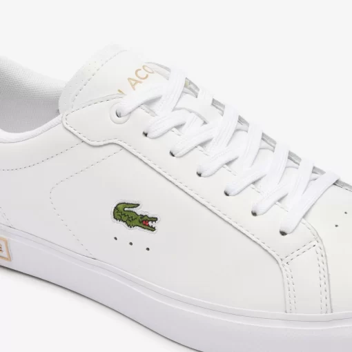 Lacoste Sneakers>Damen-Sneakers Powercourt Aus Leder Mit Logo An Der Lasche Wht/Lt Brw 2J8