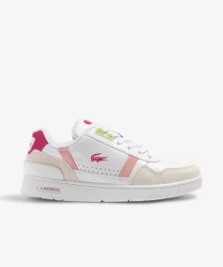 Lacoste Sneakers>Damen-Sneakers T-Clip Aus Leder White/Pink B53