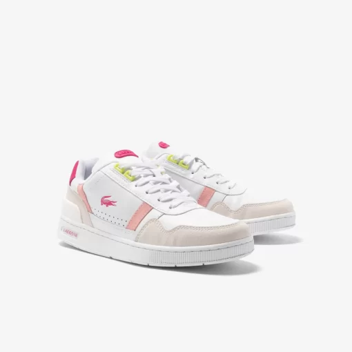 Lacoste Sneakers>Damen-Sneakers T-Clip Aus Leder White/Pink B53