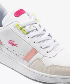 Lacoste Sneakers>Damen-Sneakers T-Clip Aus Leder White/Pink B53