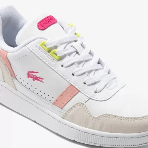 Lacoste Sneakers>Damen-Sneakers T-Clip Aus Leder White/Pink B53