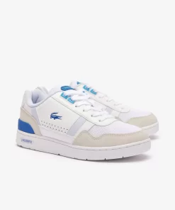 Lacoste Sneakers>Damen-Sneakers T-Clip Aus Leder Mit Ferseneinatz White/Light Blue 1T3