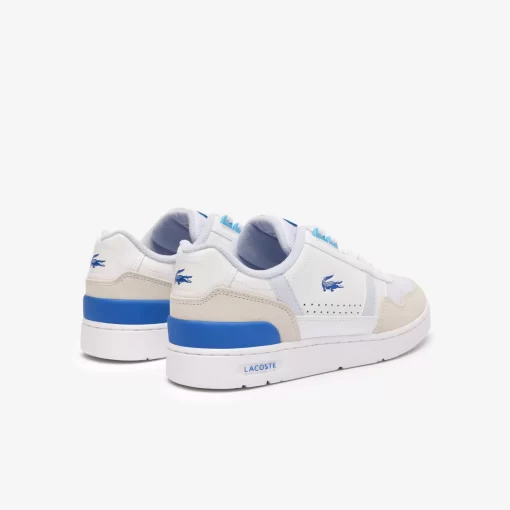 Lacoste Sneakers>Damen-Sneakers T-Clip Aus Leder Mit Ferseneinatz White/Light Blue 1T3