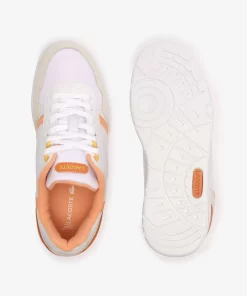 Lacoste Sneakers>Damen-Sneakers T-Clip Aus Leder Mit Ferseneinatz Wht/Lt Org 1T2