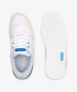 Lacoste Sneakers>Damen-Sneakers T-Clip Aus Leder Mit Ferseneinatz White/Light Blue 1T3