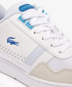 Lacoste Sneakers>Damen-Sneakers T-Clip Aus Leder Mit Ferseneinatz White/Light Blue 1T3