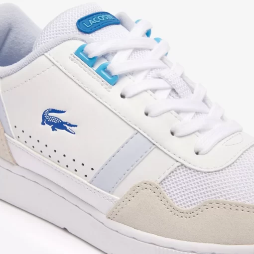 Lacoste Sneakers>Damen-Sneakers T-Clip Aus Leder Mit Ferseneinatz White/Light Blue 1T3