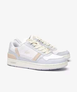 Lacoste Sneakers>Damen-Sneakers T-Clip Aus Leder Mit Monogramm Wht/Lt Trqs 1T5