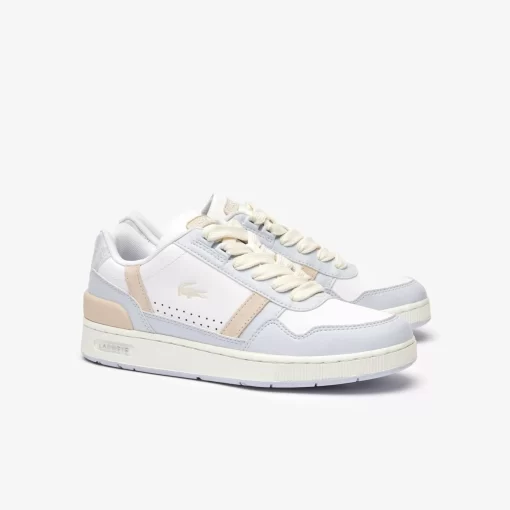 Lacoste Sneakers>Damen-Sneakers T-Clip Aus Leder Mit Monogramm Wht/Lt Trqs 1T5