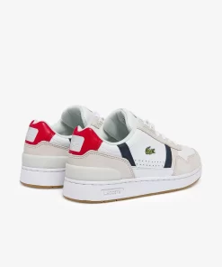 Lacoste Sneakers>Damen-Sneakers T-Clip Aus Trikolor-Leder Und Veloursleder Wht/Nvy/Red 407