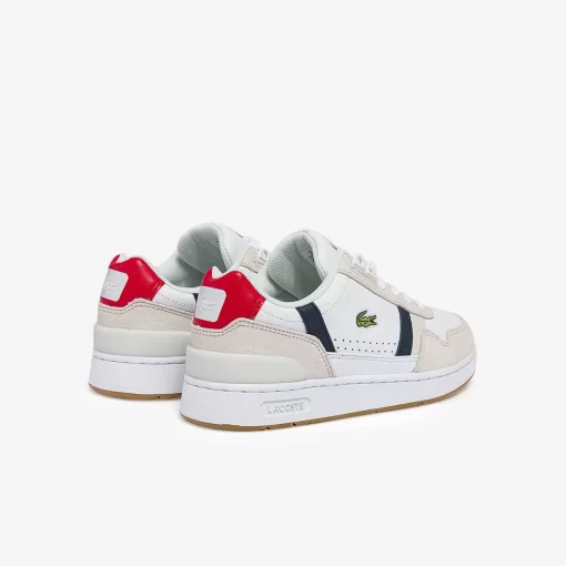 Lacoste Sneakers>Damen-Sneakers T-Clip Aus Trikolor-Leder Und Veloursleder Wht/Nvy/Red 407