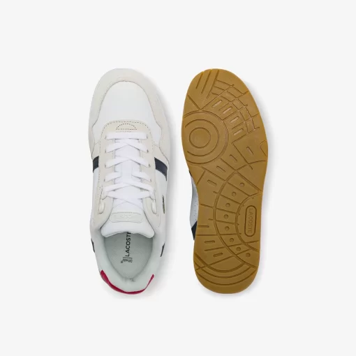 Lacoste Sneakers>Damen-Sneakers T-Clip Aus Trikolor-Leder Und Veloursleder Wht/Nvy/Red 407