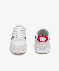 Lacoste Sneakers>Damen-Sneakers T-Clip Aus Trikolor-Leder Und Veloursleder Wht/Nvy/Red 407