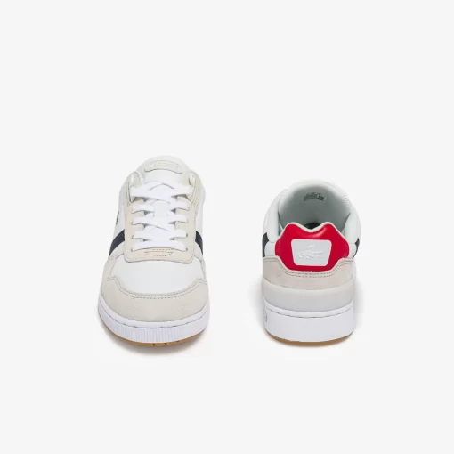 Lacoste Sneakers>Damen-Sneakers T-Clip Aus Trikolor-Leder Und Veloursleder Wht/Nvy/Red 407