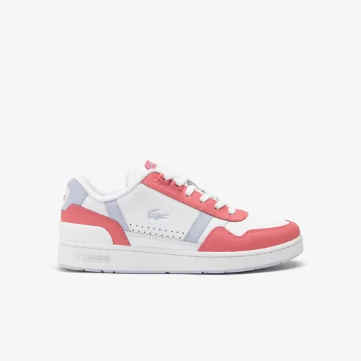 Lacoste Sneakers>Damen-Sneakers T-Clip Contrasted Aus Leder White/Pink B53