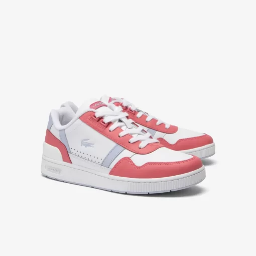 Lacoste Sneakers>Damen-Sneakers T-Clip Contrasted Aus Leder White/Pink B53