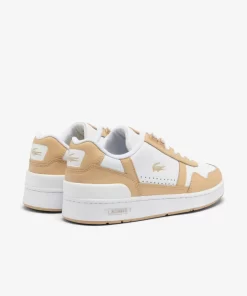 Lacoste Sneakers>Damen-Sneakers T-Clip Contrasted Aus Leder Wht/Lt Brw 2J8