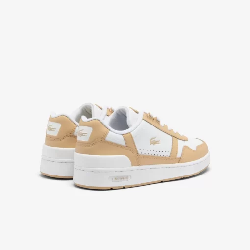 Lacoste Sneakers>Damen-Sneakers T-Clip Contrasted Aus Leder Wht/Lt Brw 2J8