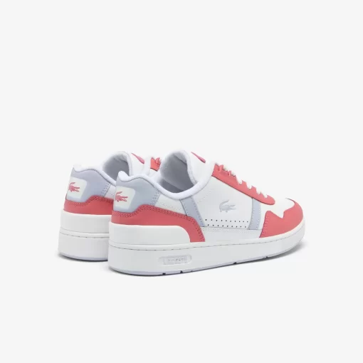 Lacoste Sneakers>Damen-Sneakers T-Clip Contrasted Aus Leder White/Pink B53