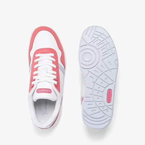 Lacoste Sneakers>Damen-Sneakers T-Clip Contrasted Aus Leder White/Pink B53