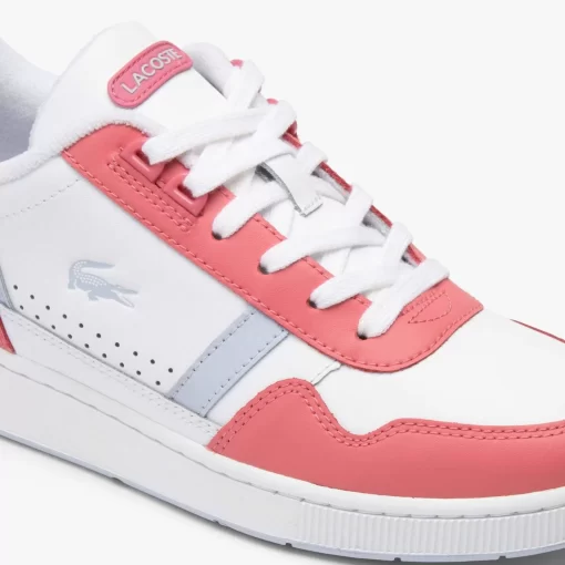 Lacoste Sneakers>Damen-Sneakers T-Clip Contrasted Aus Leder White/Pink B53