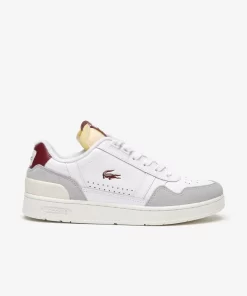 Lacoste Sneakers>Damen-Sneakers T-Clip Trim Aus Leder Wht/Burg 2G1