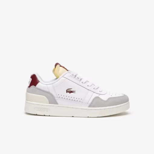 Lacoste Sneakers>Damen-Sneakers T-Clip Trim Aus Leder Wht/Burg 2G1