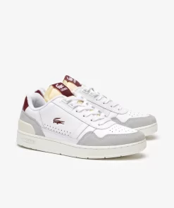 Lacoste Sneakers>Damen-Sneakers T-Clip Trim Aus Leder Wht/Burg 2G1