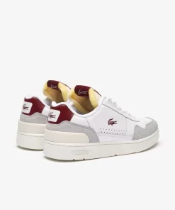 Lacoste Sneakers>Damen-Sneakers T-Clip Trim Aus Leder Wht/Burg 2G1