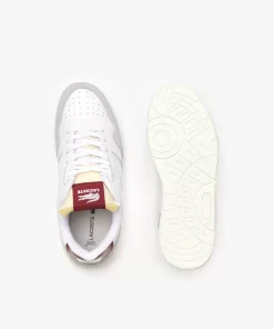 Lacoste Sneakers>Damen-Sneakers T-Clip Trim Aus Leder Wht/Burg 2G1