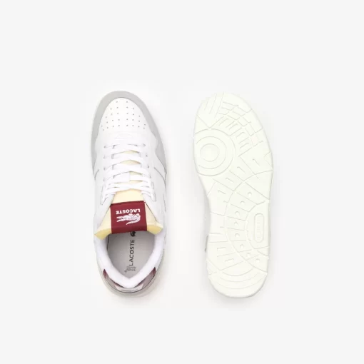 Lacoste Sneakers>Damen-Sneakers T-Clip Trim Aus Leder Wht/Burg 2G1